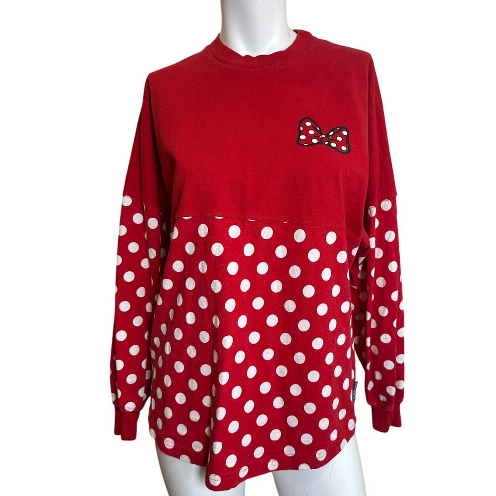 Disney World Spirit Jersey Minnie Mouse Red Polka Dot Long Sleeve Shirt XS - Picture 2 of 9